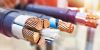 Large copper power cable in section closeup
